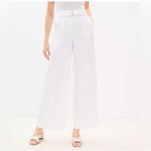 NWT LOFT Peyton High Rise Linen Wide-Leg Trousers, 4